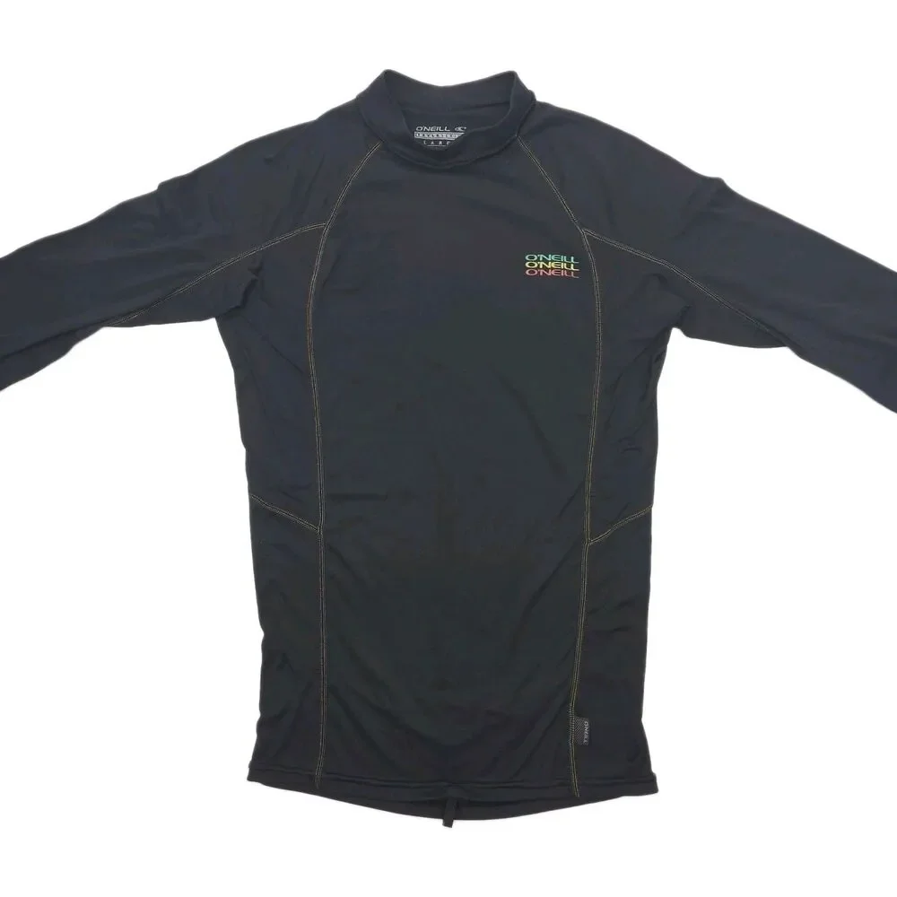 O'Neill Shirt Rash Guard TRVLR Series Men Large UPF 50 Swim Surf Black Long Slv